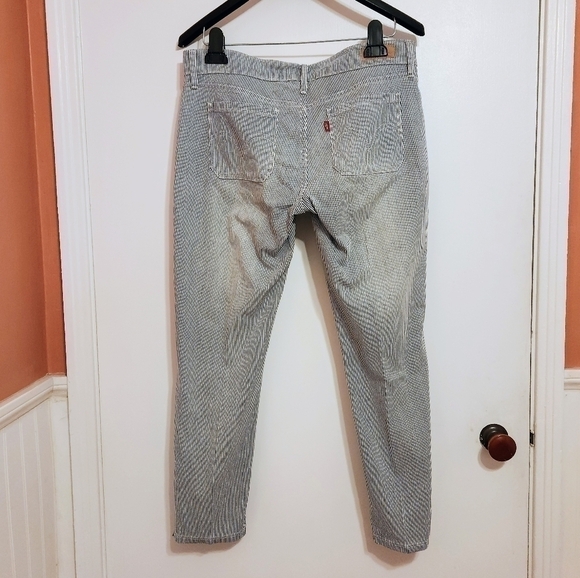 Levi's Striped Distressed Ankle Jeans Blue White Size 10 - Picture 5 of 12